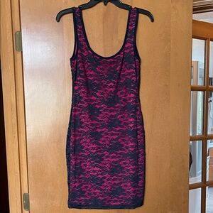 Lily Rose navy and fushia Lace Mini Dress